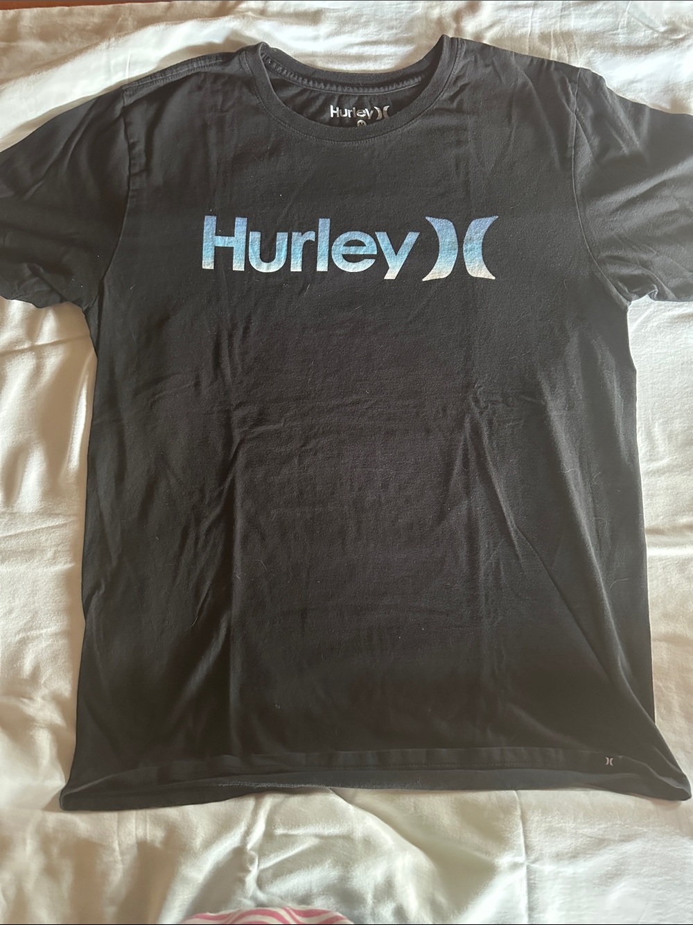 Hurley Black Tee with Blue Gradient Logo